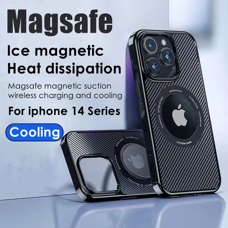 

Luxury Magsafe Magnetic Cooling Phone Case For iPhone 14 13 12 Pro Max 14 Plus Wireless Charging Radiating Shockproof Back Cover