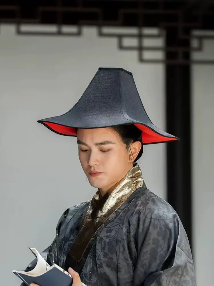 المموج قبعة Hanfu قبعة الذكور يوان مينغ سلالة تأثيري المرحلة الدعائم القطن الكتان الأسود مربع قبعة Hanfu قبعة Hanfu اكسسوارات