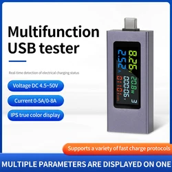 Multi Functional Type-C Voltage Current Power Meter Temperature Timer Color Screen Digital Display Capacity Impedance Tester