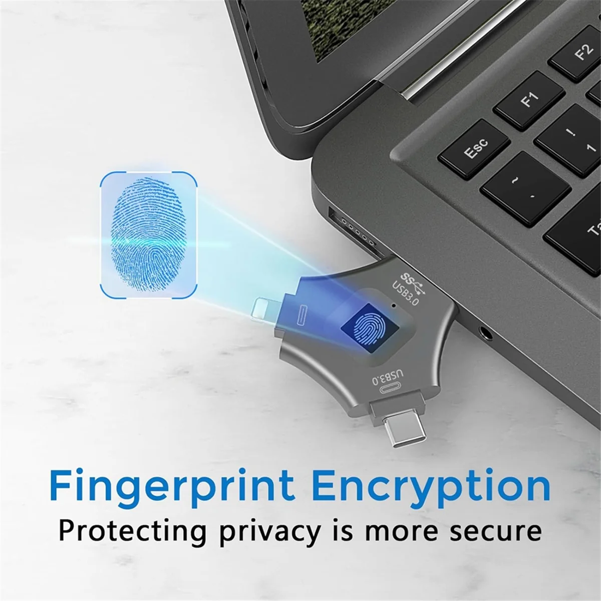 

NEW USB3.0 3-in-1 Fingerprint Encrypted Drive, Secure Password Protected USB Disk Encrypted Storage Suitable for Android