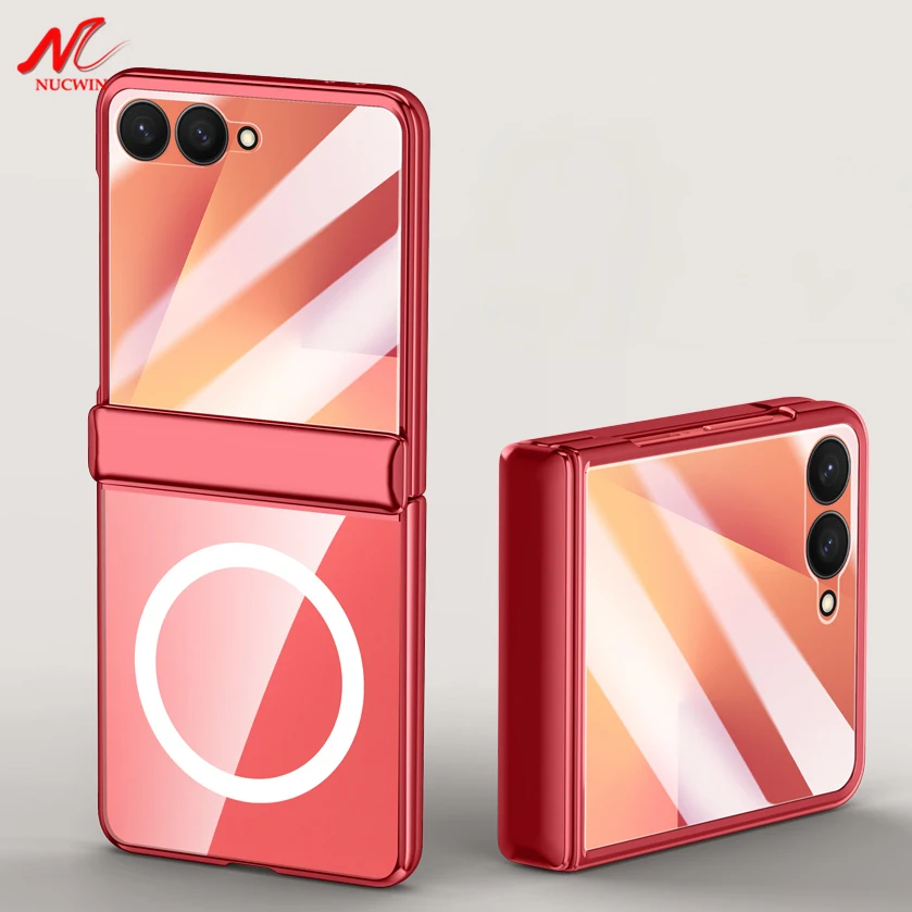 Transparente Acryl-Magnet-Hülle für Samsung Galaxy Z Flip 7 8 Flip7 Flip8 mit Scharnierschutz und Displayschutzfolie