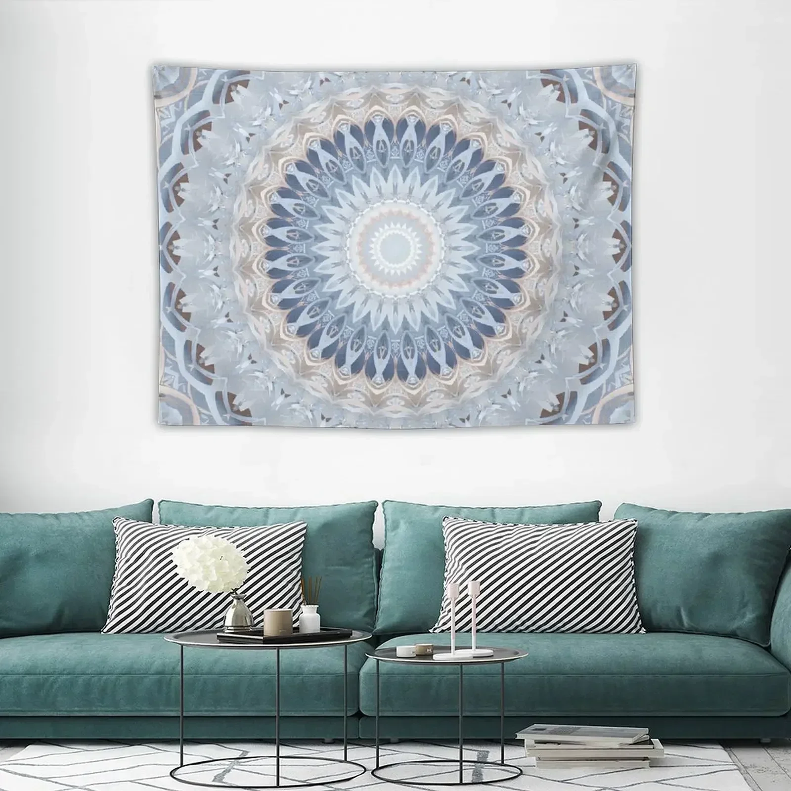 

Serenity Mandala in Blue, White & Ivory Tapestry Home Decoration Custom Korean Room Decor Bedroom Decoration Tapestry