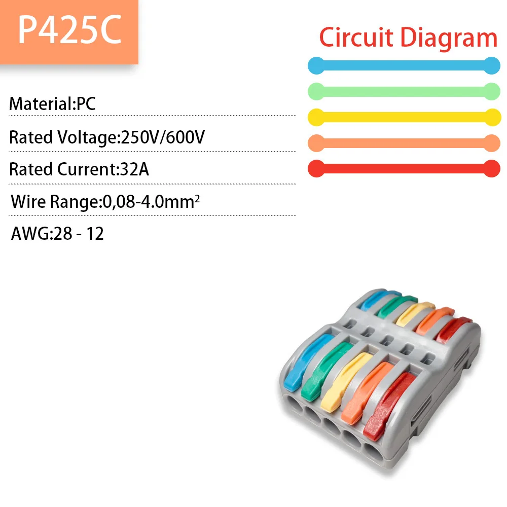 العالمي 1/5/10 موصل سلك سريع دفع في كتلة طرفية كهربائية لربط موصلات كابل الأسلاك كابل اتصال SPL #5