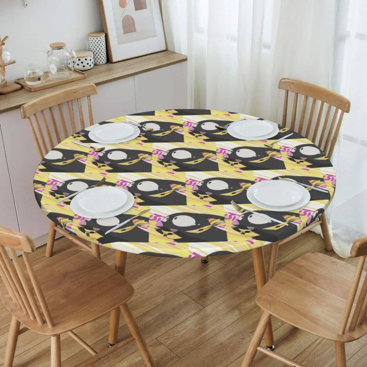 P-chan Ryoga Lost Pig Ranma 1/2 Adventure Comedy Waterproof Round Tablecloth Table Cloth for Kitchen Events Dining Table Cover