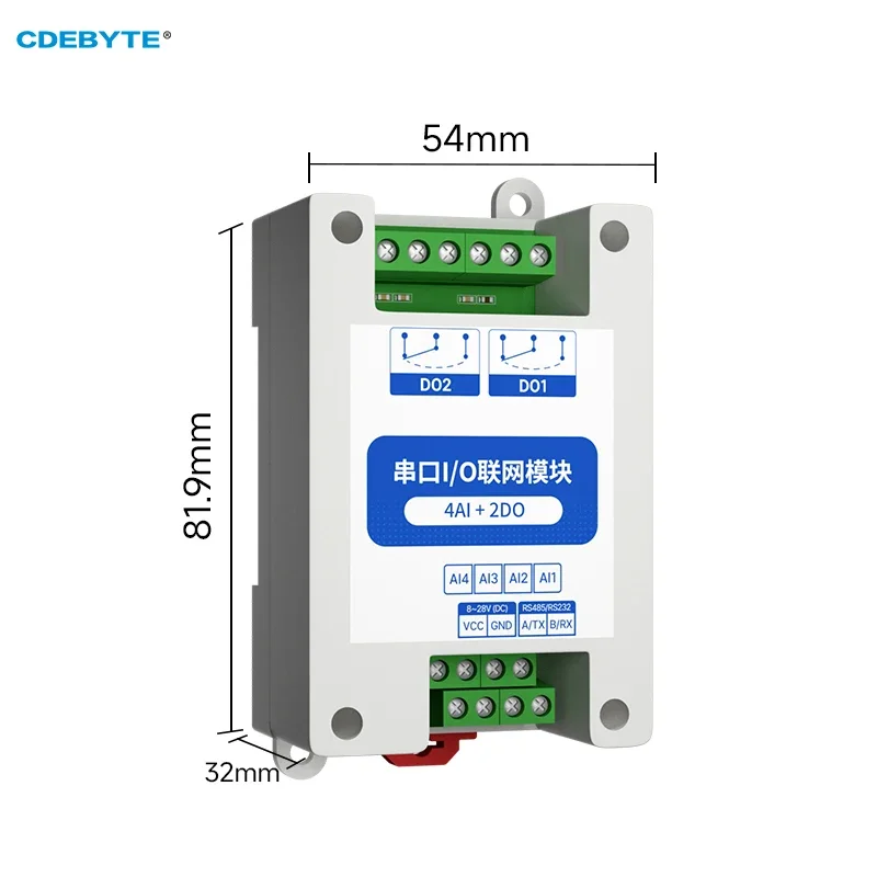 ModBus I/O Network Modules with Serial Port RS485 4AI+2DO CDEBYTE MA01-XACX0420 Support PLC/Touch Display IoT