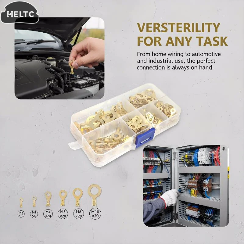 150pcs/box Round Terminal Block O-type Lugs Terminals Cold-Pressed Connector Copper Tab Wiring Nose Combination Set