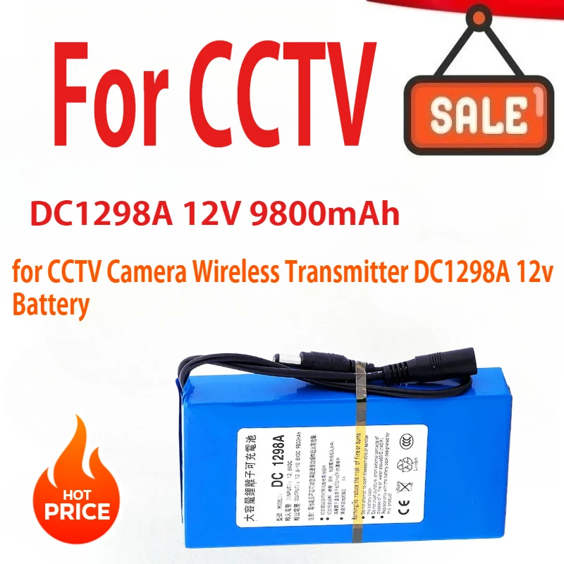 

12V 9800mAh Rechargeable Portable Lithium Polymer Battery Pack for CCTV Camera Wireless Transmitter DC1298A 12v Battery