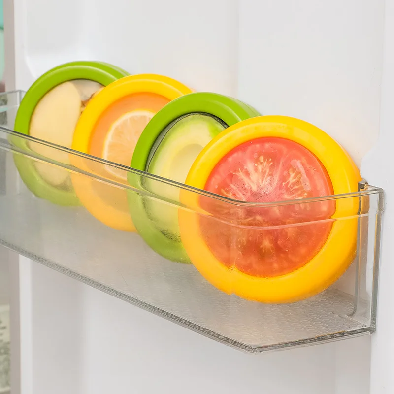 4PCS Transparent Food Fresh-keeping Box Set Fruit Vegetable Avocado Tomato Lemon Onion Storage Container Kitchen Accessories