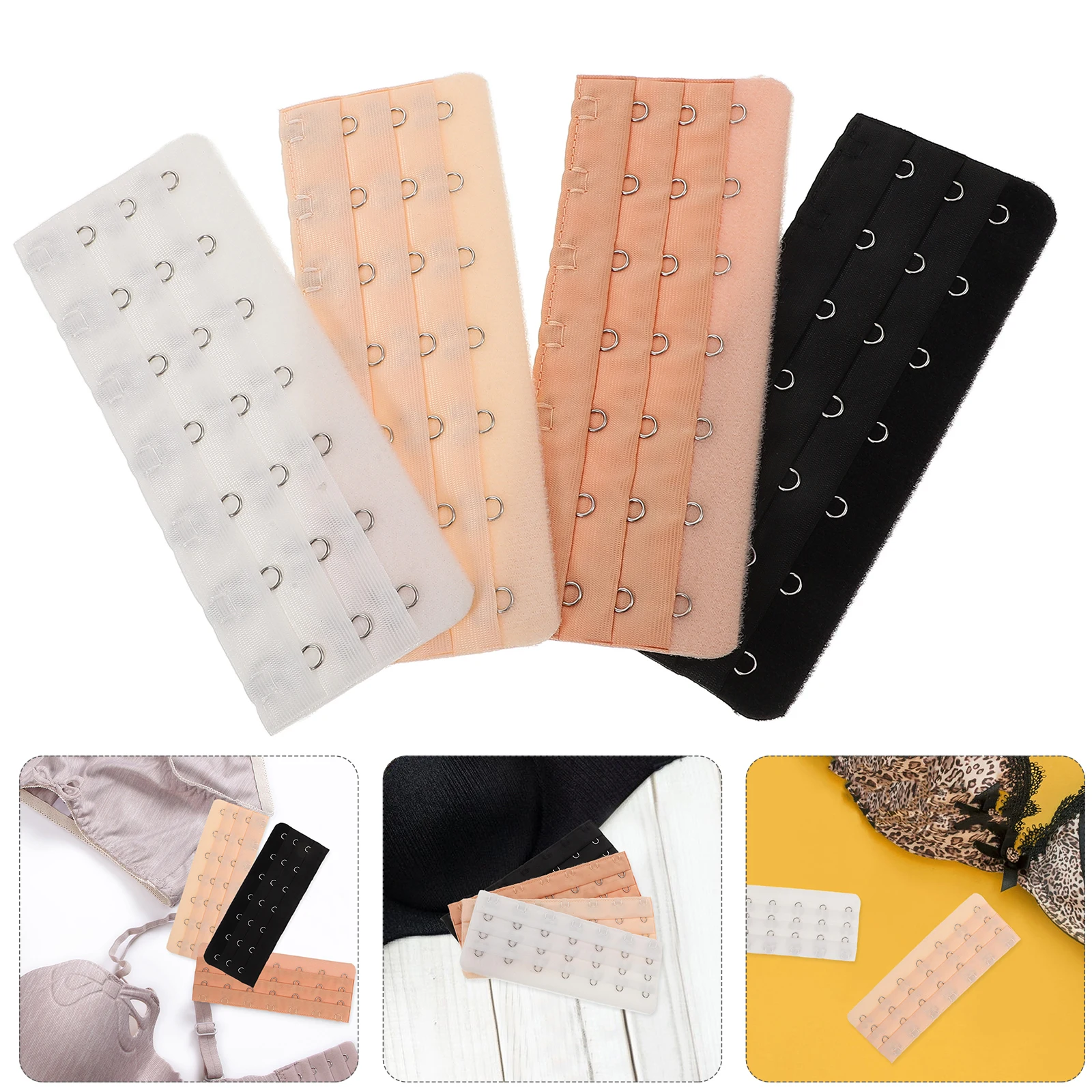 

4pcs Extender 7 Hook Plus Size Stainless Steel Bra Extensions for Women Bra Band Extender Elastic Corset Buckle Underwear