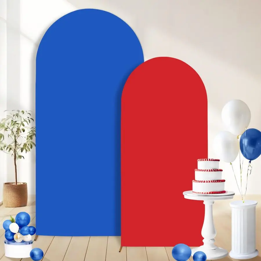 

2 шт. чехлов для арочных фонов, красно-синие, 7.2x6 футов, из спандекса, для свадеб, детских праздников, дней рождения, девичников