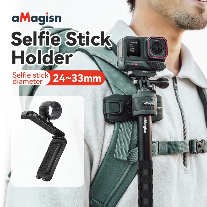 aMagisn Selfie Stick Holster with Backpack / Waist belt Clip,Quick Release Holder ,Hands-free Mount for DJI Gopro Hero Insta3360