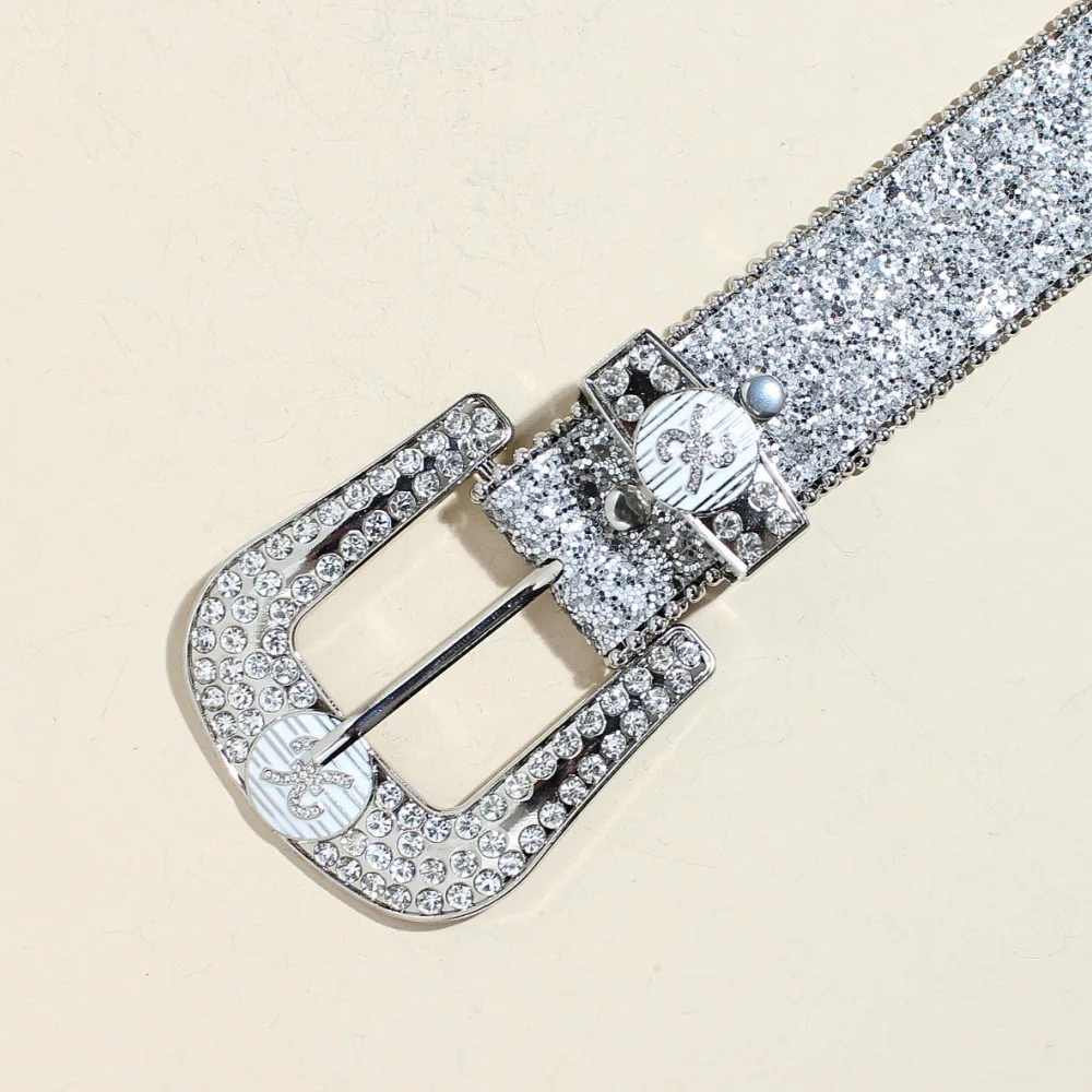 أحزمة مصممة للنساء عالية الجودة فاخرة للنساء الخصر ترتر حجر الراين مشبك جميع العيينة الشرير القوطي Y2k حزام ذهبي للرجال