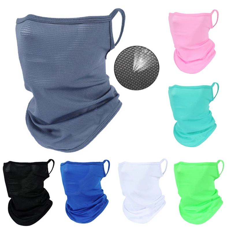 Ice Silk Half Face Mask Fishing Cycling Bandana Breathable Mesh Face Cover Sport Running Hiking Golf Tennis Sunscreen Mask Scarf