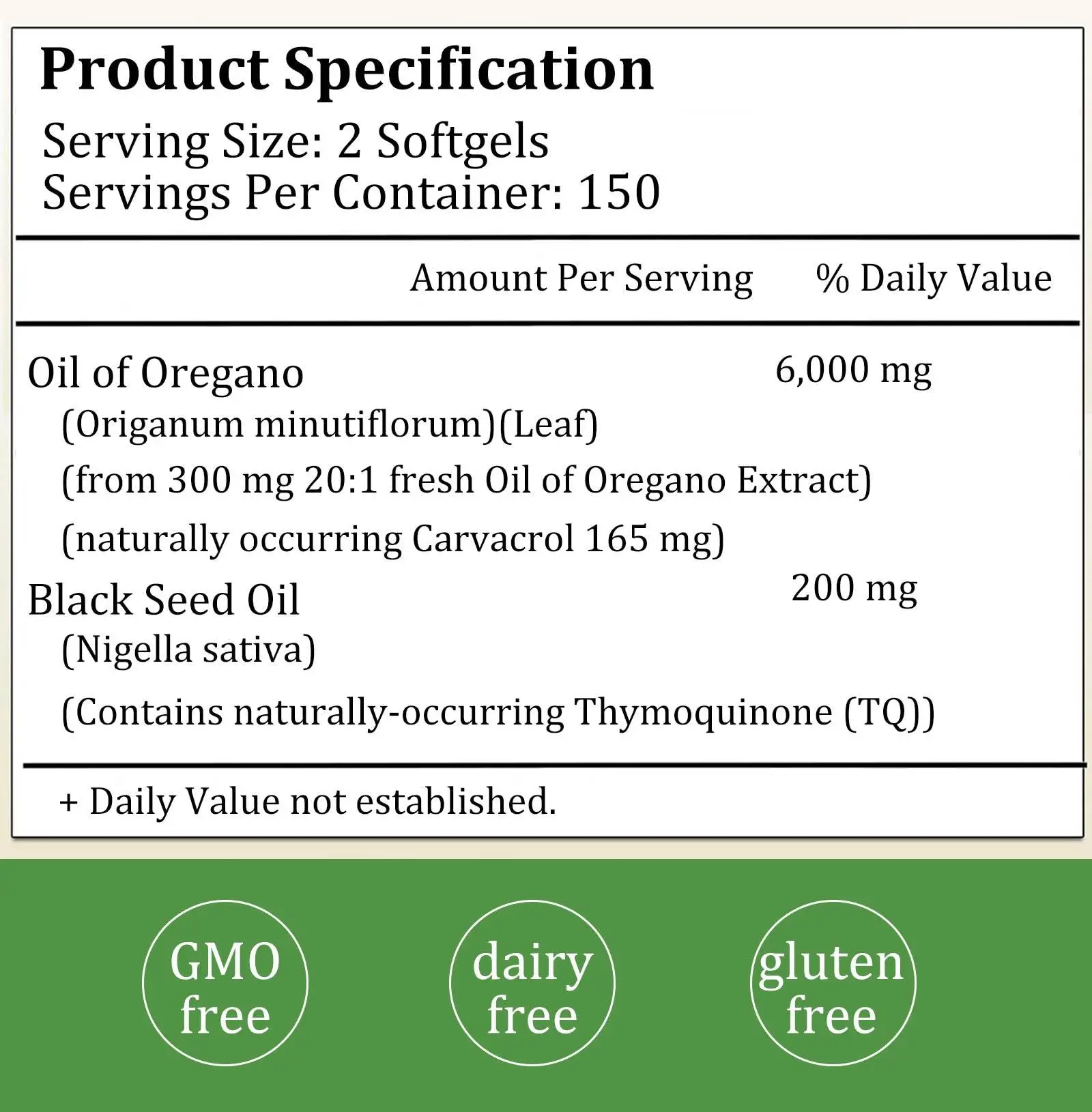 Oil of Oregano Softgels 2 in 1 6000mg Oregano Oil Supplement Capsules with Black Seed Oil 200mg, Non-GMO Gluten Free 300 Capsule