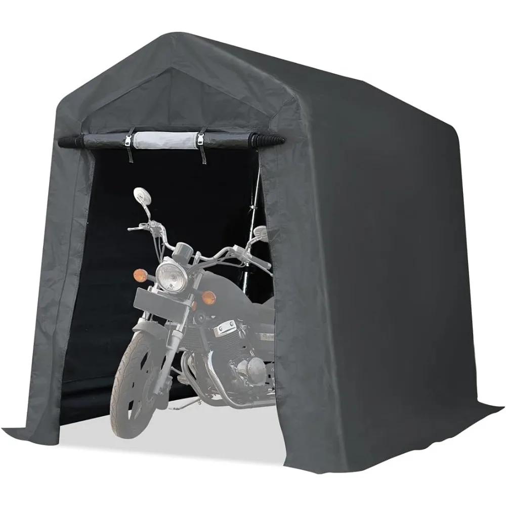 

6x8ft Outdoor Motorcycle Carport Kit: Vents & UV - Resistant