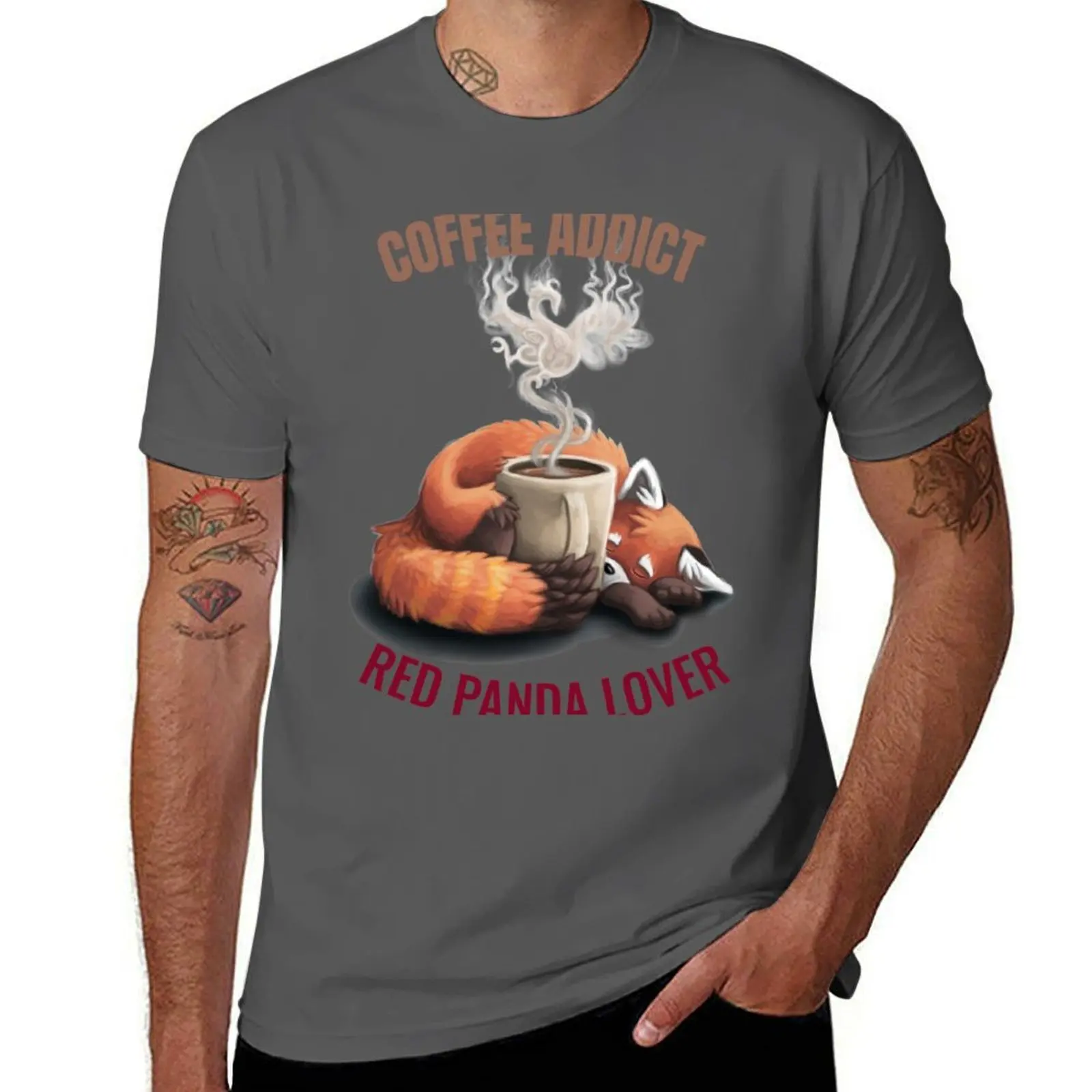 Coffee and Red Panda Lover T-Shirt Plus Size Everyday Tee Shirt