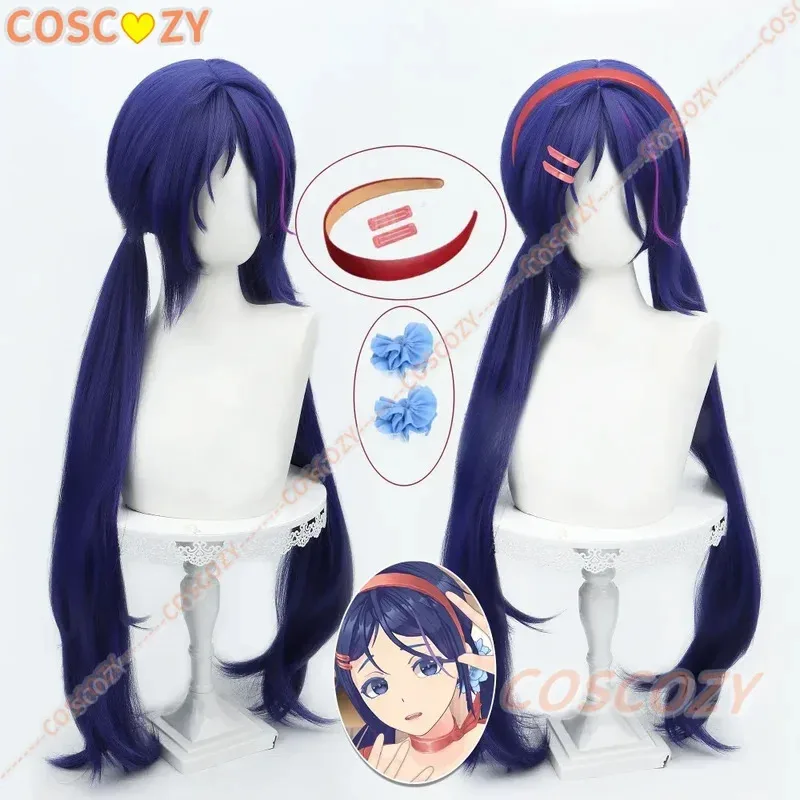 

Anime Horror Game MiSide Cosplay Mita Wig Purple Long Hair Hairclips Headband Accessory Woman Girls Cosplay Wig
