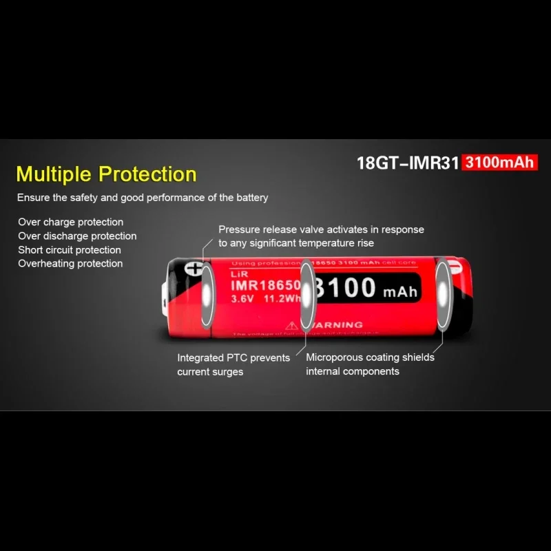 KLARUS 18GT-IMR31 18650 High Quality Battery 3100 mAh IMR 18650 Lithium-ion Battery