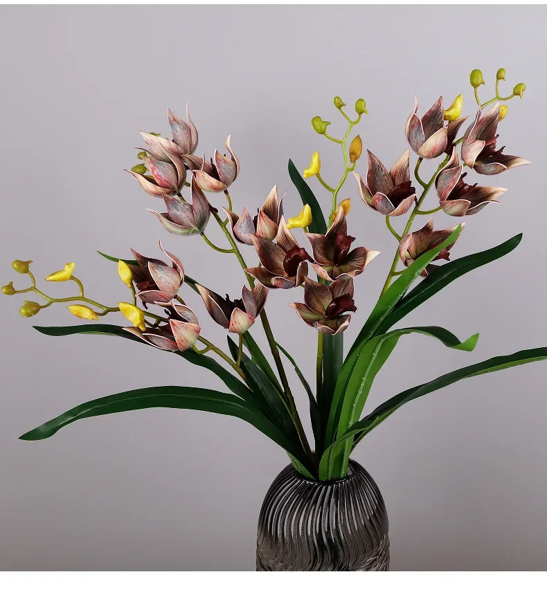 1/2 Stück Hotel-Dekorations-Kunstblume Magpie Orchid, Kunststoff, lila Blume, Hallendekoration, Simulations-Cymbidium, Kunstblumen – Detail 11
