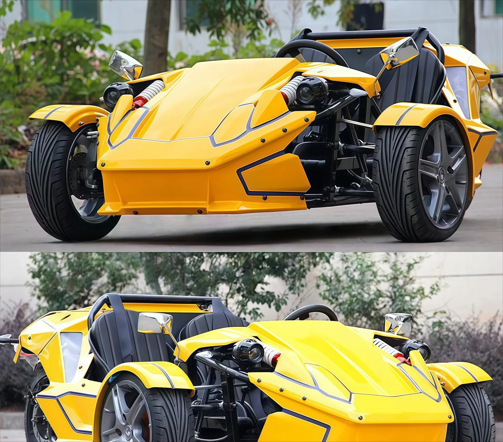 Three-wheeled electric classic car single and double seat motorcycle beach car