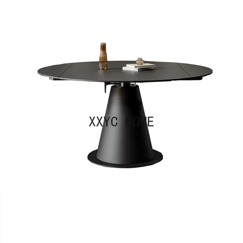 

Каменная тарелка квадратная и круглая двойного назначения вращающийся выдвижной круглый стол для дома маленькая квартира современный простой деформационный стол