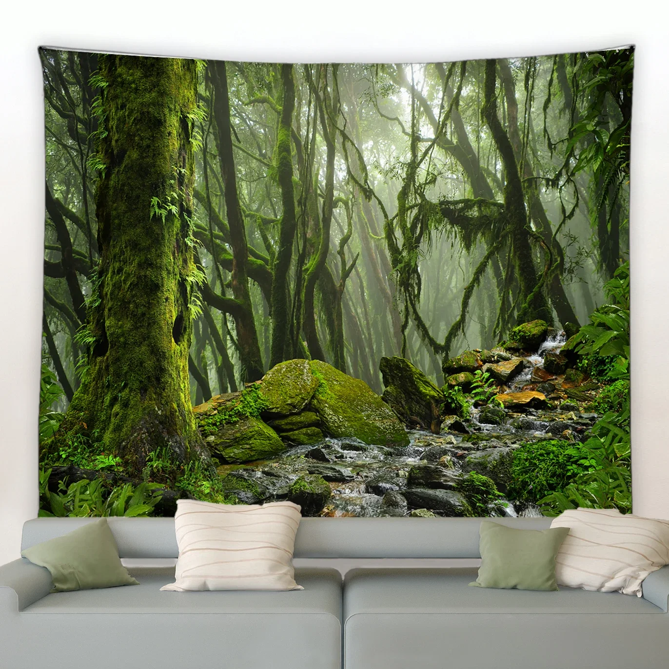 Forest Landscape Tapestry Tropical Jungle Natural Scenery Wall Hanging Rug Camping Tent Witchcraft Bedroom Home Decor Blanket