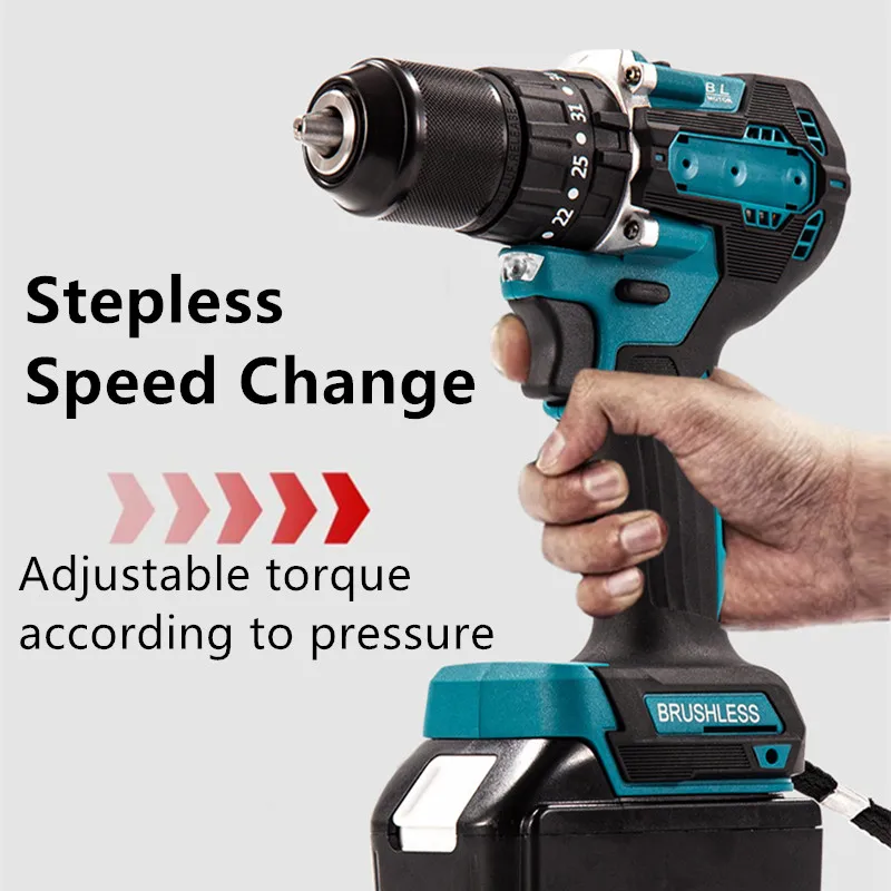 Imagem -04 - Brushless Electric Hammer Impact Drill Multifuncional sem Fio Chuck para Makita Bateria 18v Ferramentas Elétricas 420nm 35 Mais 13 mm