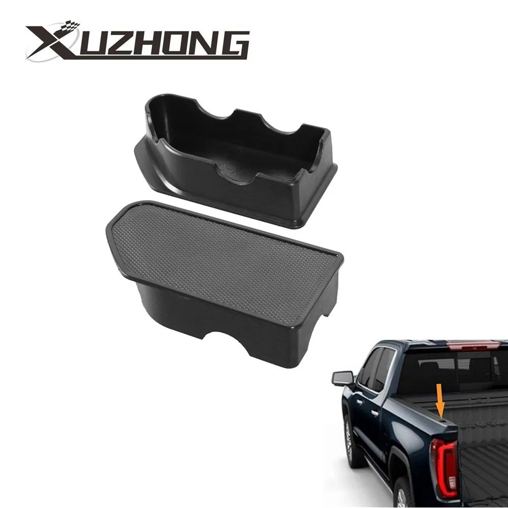 2Pcs Black Stake Pocket Covers Truck Bed Rail Stake Hole Cap  for Chevy Silverado MK4 GMC Sierra MK5 1500 2500 3500 2019 20 ABS