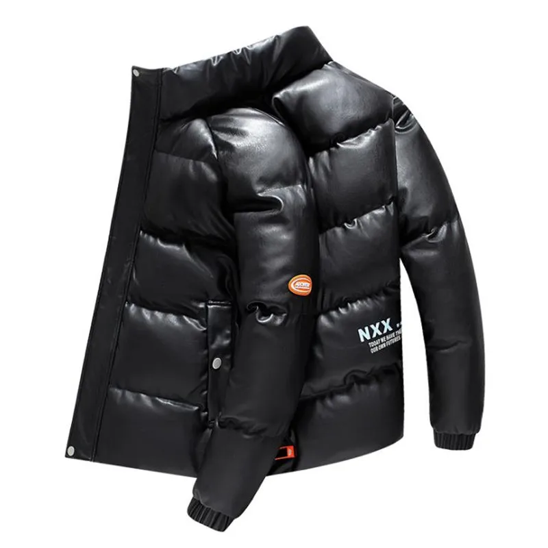 

Winter Men's PU Leather Jacket Casual Slim Bomber Jacket Men Warm Parka Mens Loose Winter Jackets And Coats