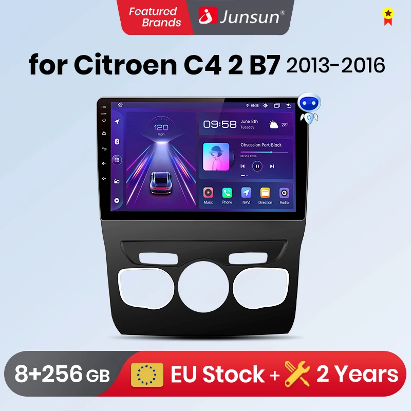 Junsun Android 13 Wireless CarPlay for Apple Android Auto Car Radio For  Citroen C4 2 B7 2013 - 2016 FM GPS  IPS 2din A