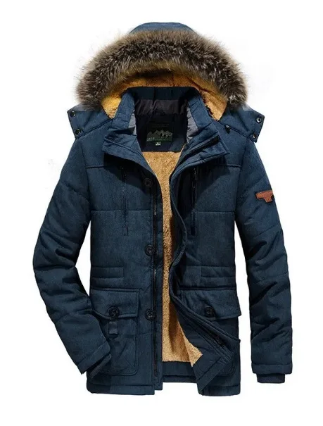 معطف شتوي من القطن الحراري للرجال شديد التحمل سميك مع غطاء للرأس سترة دافئة خارجية للأب المسنين مقاس كبير