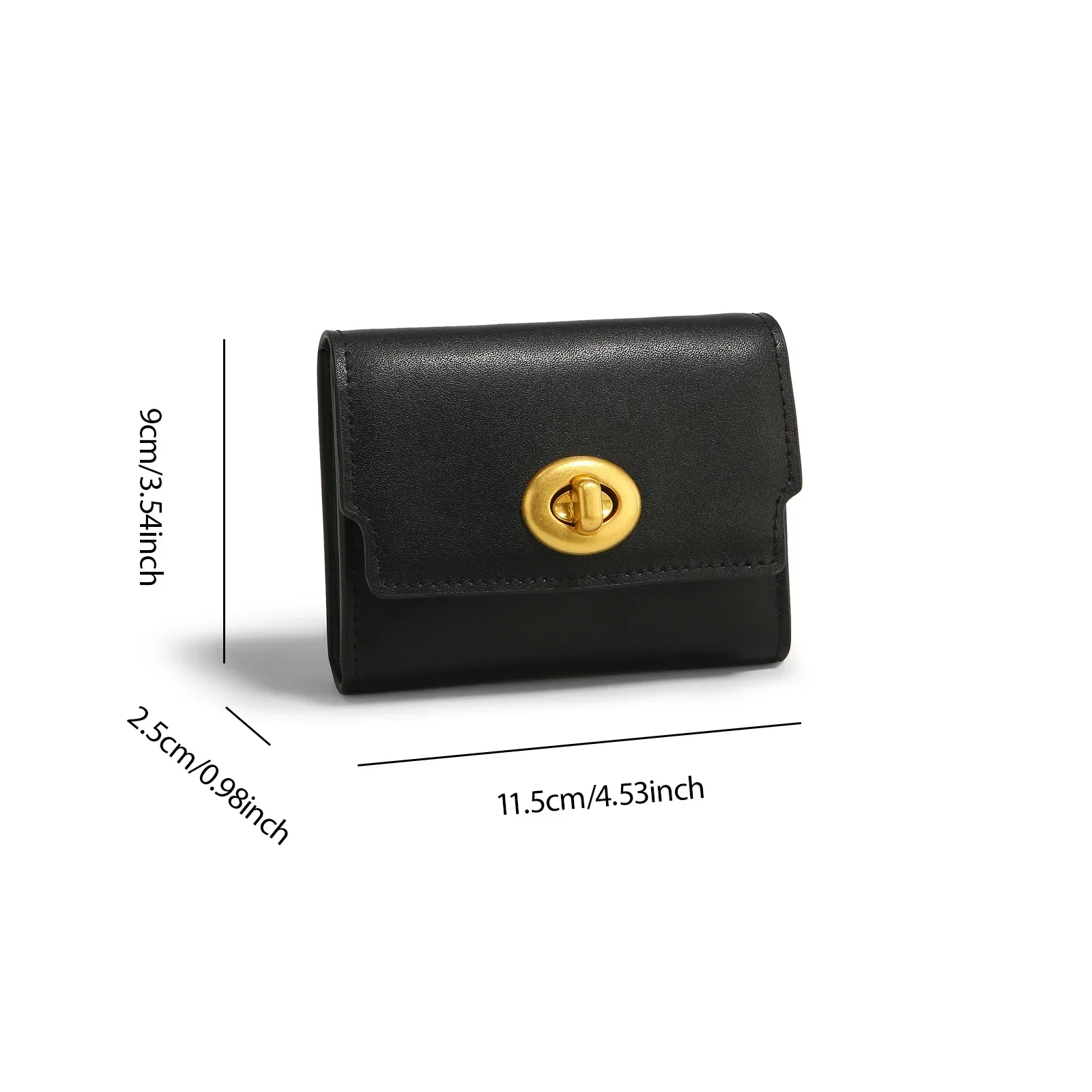 ITAMOOD Black Wallet for Women Fashion Vintage Mini Purse Cluthes Christmas Gift Durable Cowhide Lucking Buckets Purse Bag