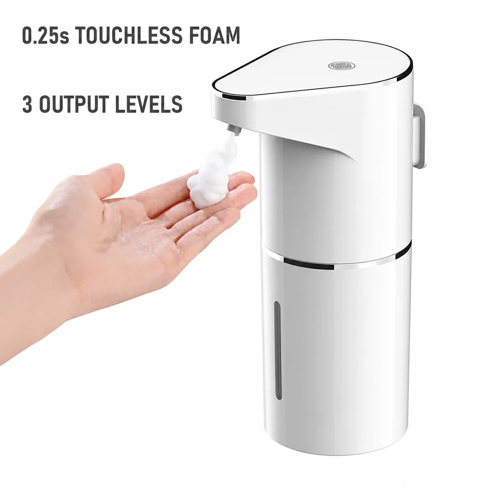 Touchless Automatic Foaming Soap Dispenser 0.25s Sensor 1200mAh USB-C Rechargeable 350mL Countertop Wall Mounted