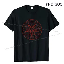 Pentagram Blood 666 Goat Head Satan Baphomet T-Shirt. Summer Short Sleeve O-Neck Mens T Shirt New  Men Cotton T Shirt Women