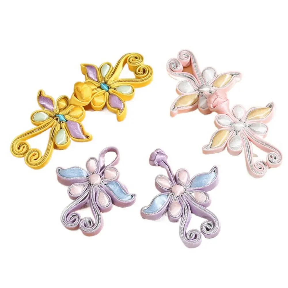 3Pcs High-end Handmade Chinese Frog Buttons Cotton Core Butterfly-shaped Vintage Closures Exquisite Soft Han Suit Buckle Hanfu