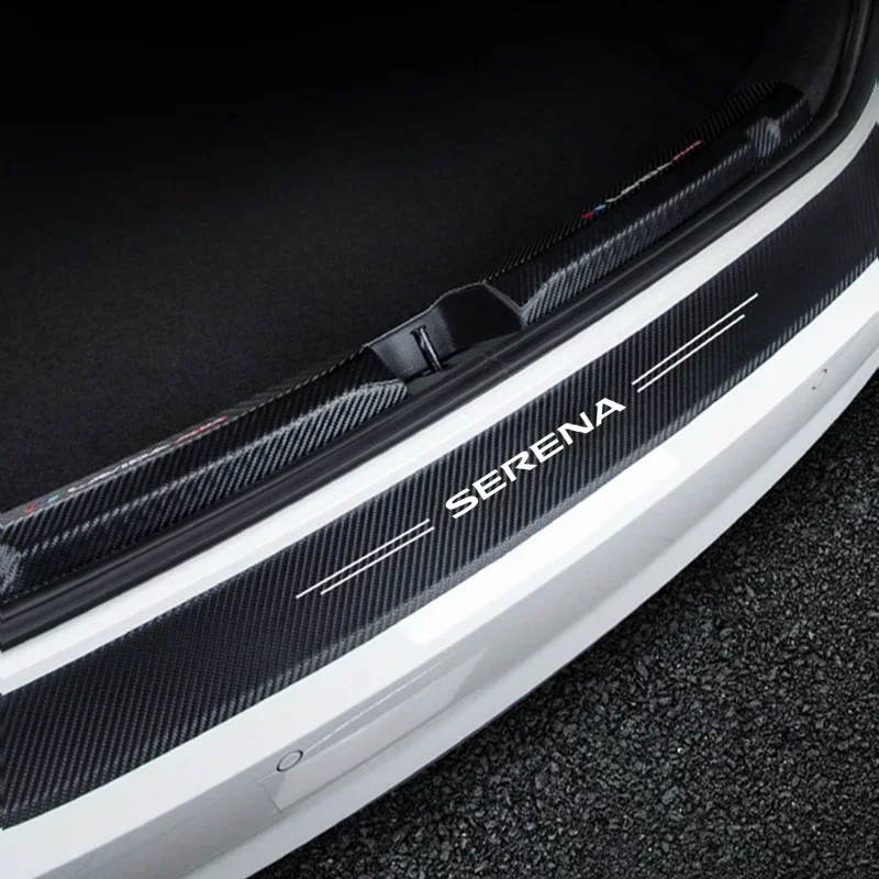 Carbon Fiber Car Door Sill Threshold Anti Protective Sticker Decals For Nissan Serena Auto Rear Trunk Bumper Anti Scratch Strips