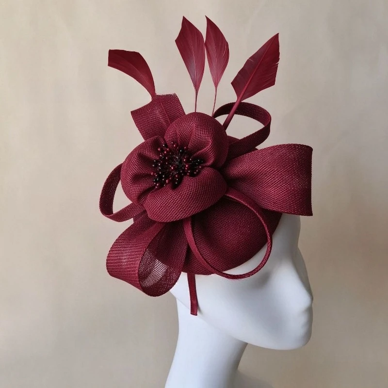 Women Fascinators Wedding Hair Accessories Church Hats Elegant Ladies Headbands With Feather Headwear Clip Occasion Church Party