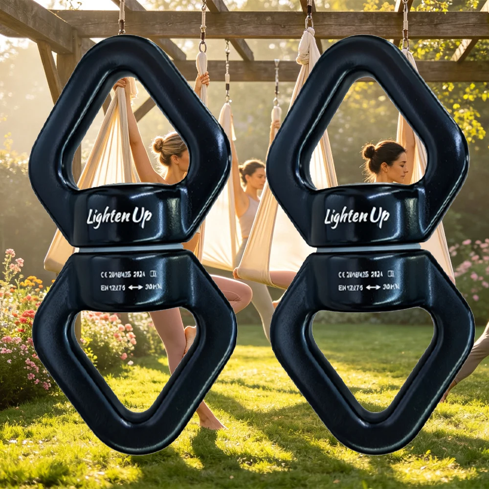 30KN Outdoor Rock Climbing Carabiner with Swivel Connector Universal Gimbal Ring for Yoga Swing Hammock - Rotational Rope Connec