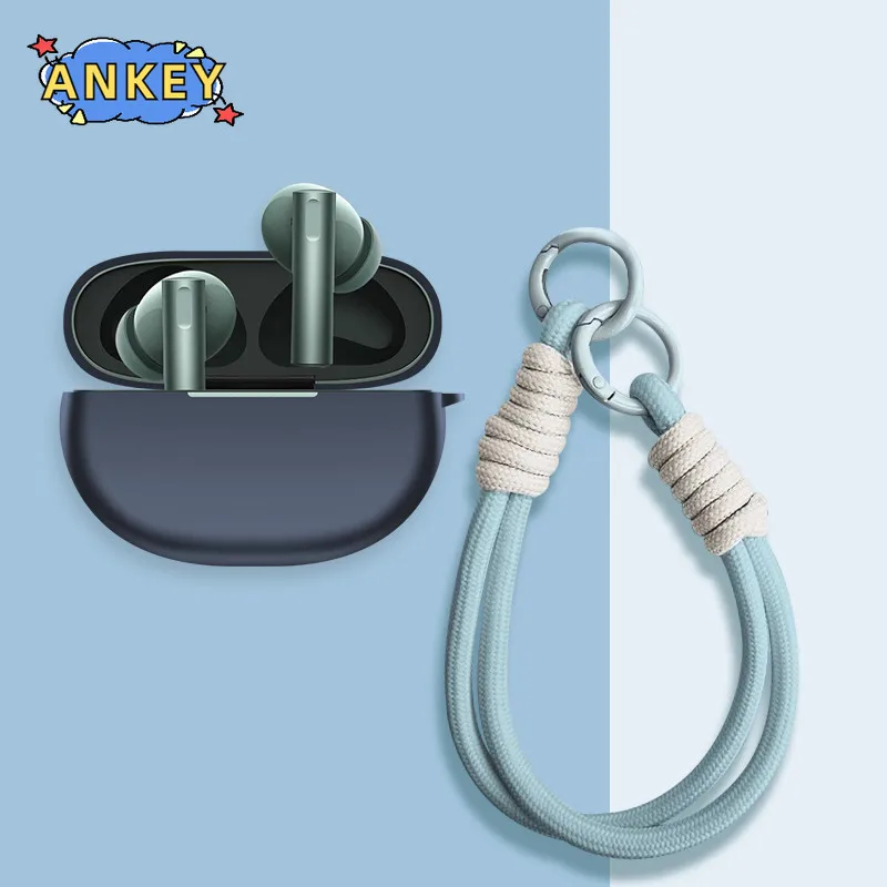حافظة لهاتف Realme Buds Air 5 Pro 6 Pro مصنوعة من السيليكون الناعم ومحمولة ومقاومة للصدمات مع حبل حلقة تسلق