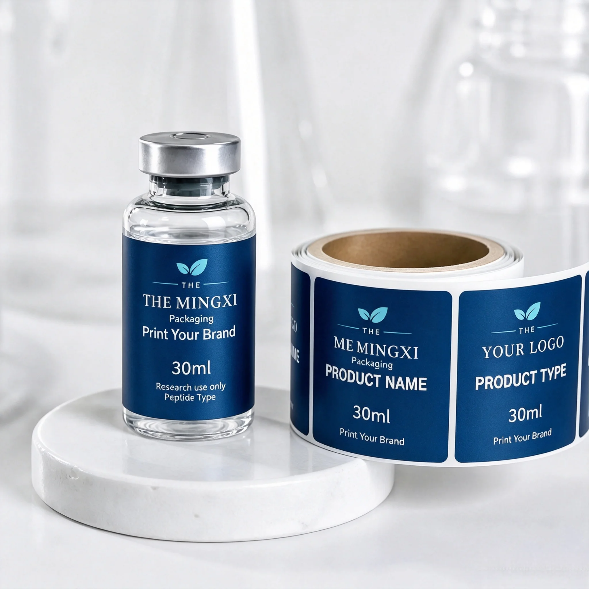 Precision Printed Self Adhesive Peptide Vial Labels Waterproof High Temperature Resistant Stickers for Injectable Health Supplem