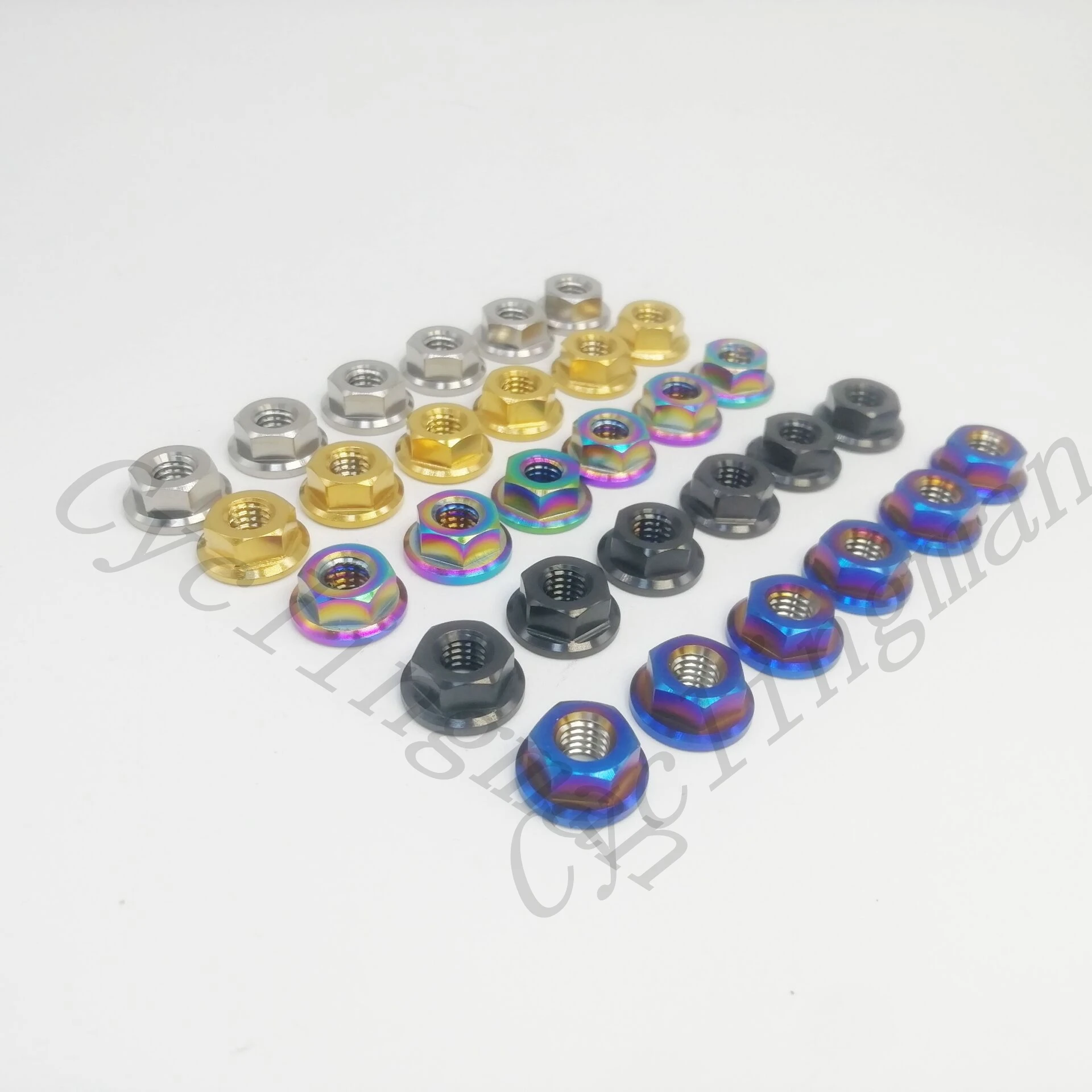 6Pcs MTB Mountain Bicycle Bike Motorcycle M6 Titanium Ti Flange Bolts Screw M6X1.0mm Pitch Nuts Gr5