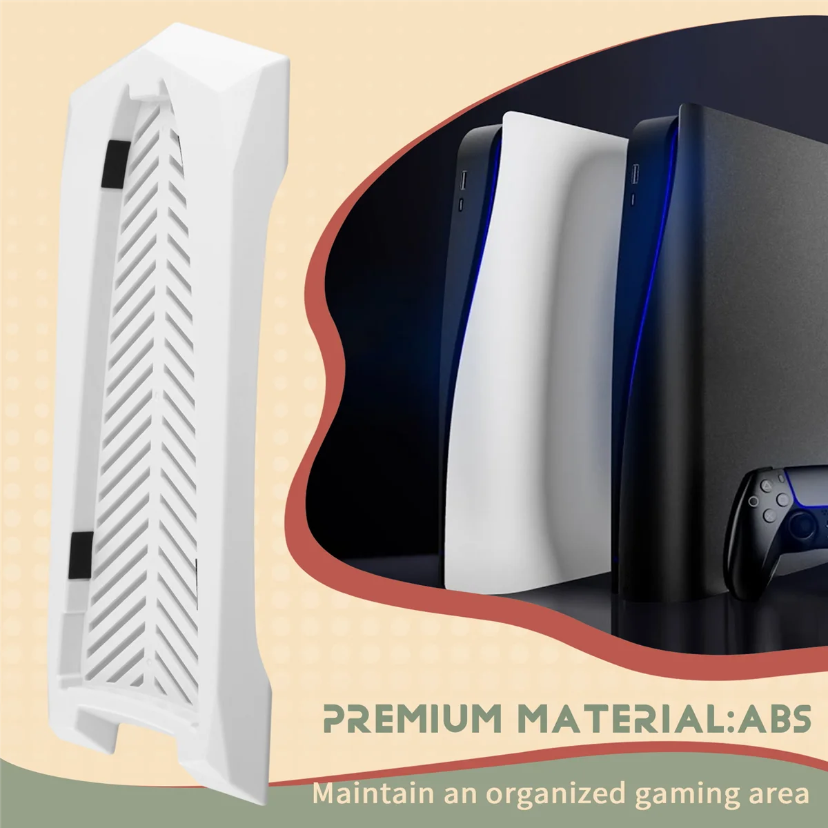 

【Прязь цены】Пертикальная подставка для консоли Playstation 5 Slim Digital Edition со встроенными вентиляционными отверстиями и нескользящими ножками белого цвета
