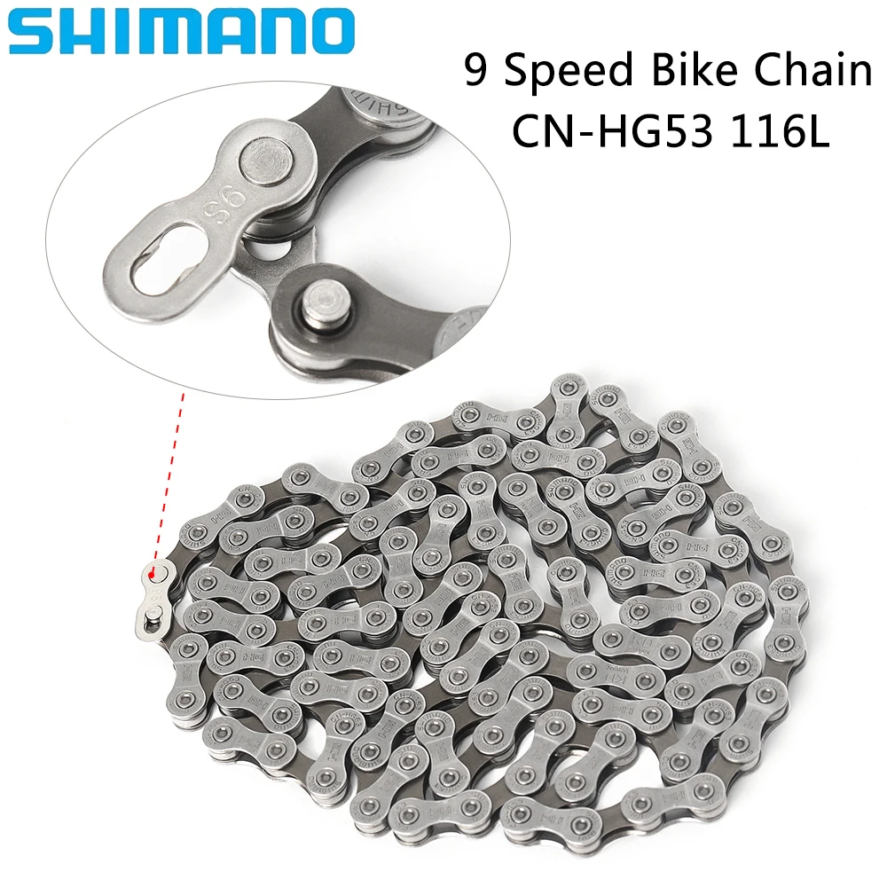 SHIMANO 9 Speed Bike Chain CN HG53 116 Links MTB Bike Chain Super Narrow HYPERGLIDE Original Bicycle Parts