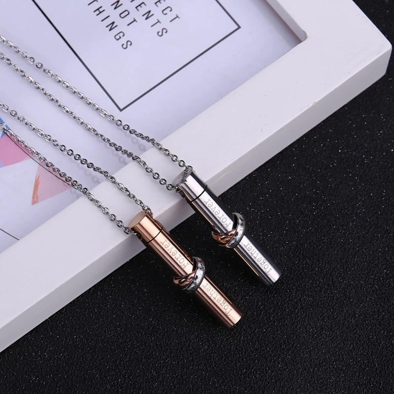 Together Forever Stainless Steel Cylinder Pendant Cremation Urn Memorial Keepsake Necklace for Pet/Human Ashes Jewelry Dropship