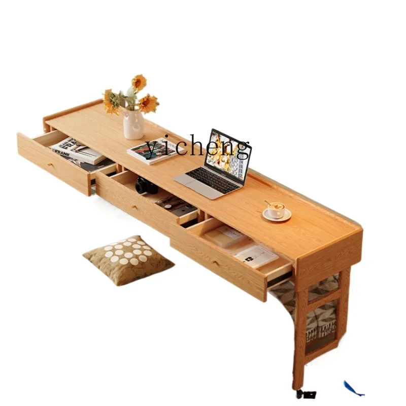 

Bed Table Movable Small Apartment Log Double Bed Computer Desk Solid Wood Desk