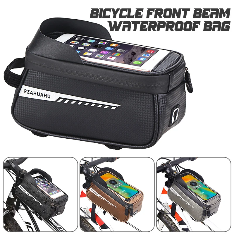 

1.5L Rainproof Bicycle Bag Frame Front Top Tube Bag Reflective 6.5In Phone Case Touchscreen Bag Mtb Bike Accessories