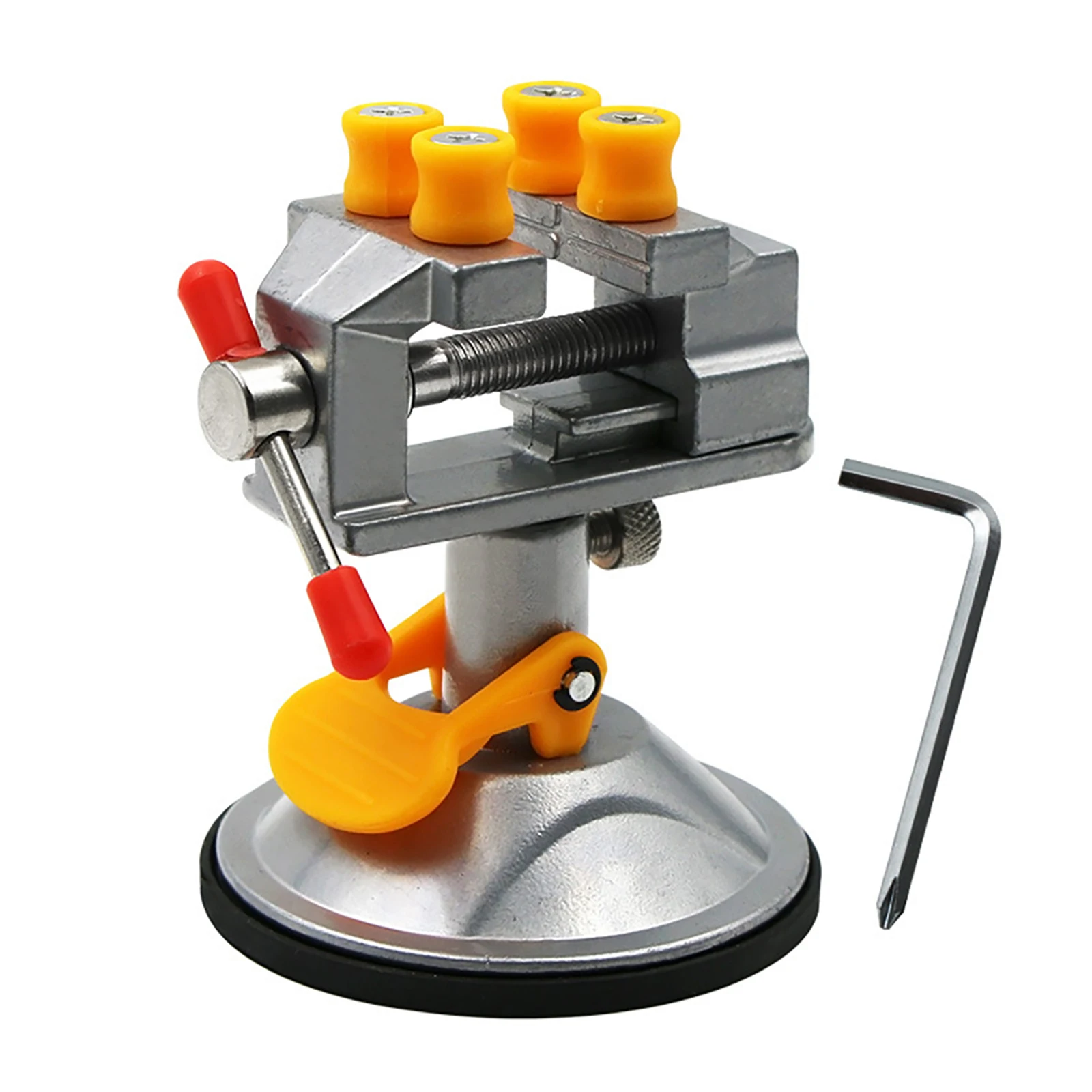 Aluminum Vise Rotating Vise For Smooth Work Surfaces Excellent For Detailing For Smooth Surfaces Black, Silver