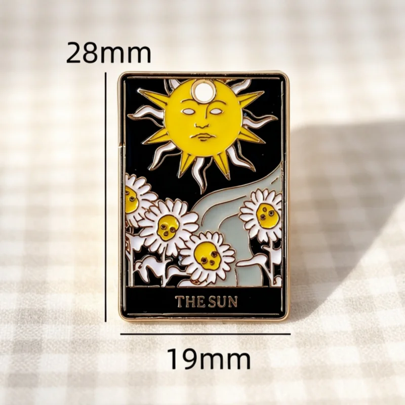 10pcs Halloween Sun Tarot Card Black Alloy Jewelry Accessories Pendant Decoration Keychain view 5
