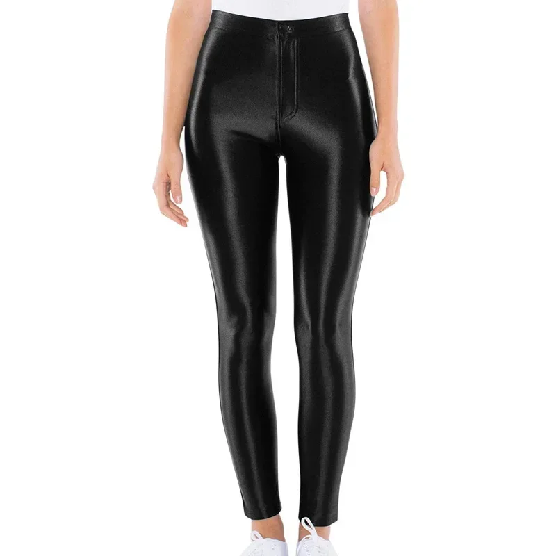 Women's Casual Leather Pants Glossy Patent Leather Shaping Body Waist Tightening and Hip Lifting Pants Women