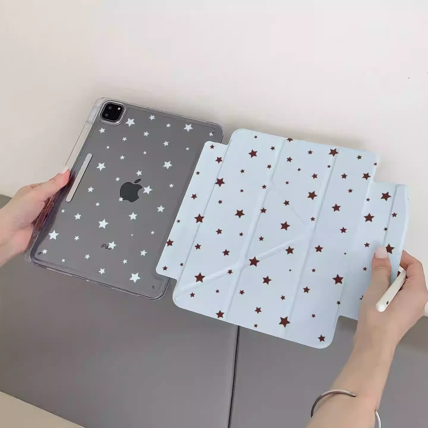 

Ins Kawaii Star Print Blue Table Case For iPad Pro 11 12.9 13 M2 M3 M4 M5 Shell 8.3 9.7 10.2 5/6/7/8/9/10/11th Air 3 4 5 6 Cover